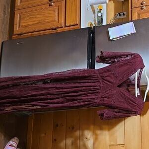 Elegant Burgundy Lace Romper